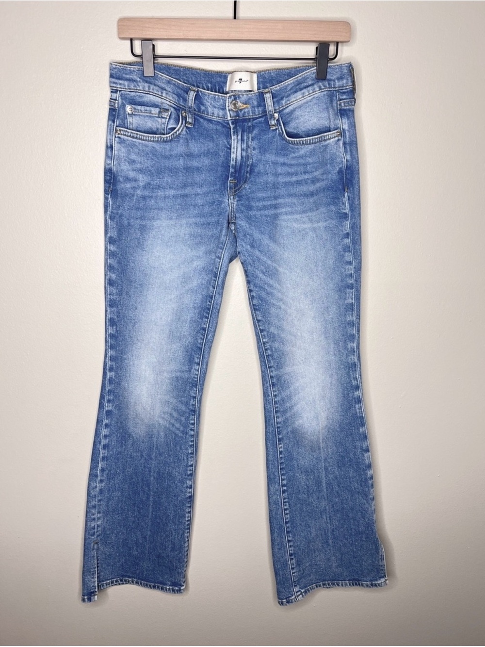 7 for all mankind Women's Jeans Original‎ Bootcut Size 27 Hem Split Light Wash